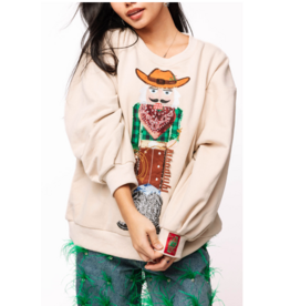 Queen of Sparkles Beige Cowboy Nutcracker Sweatshirt