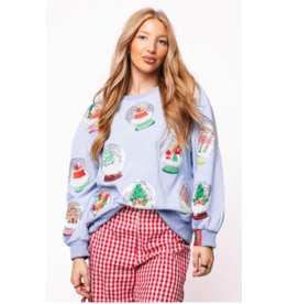 Queen of Sparkles Powder Blue Christmas Snow Globe Sweatshirt