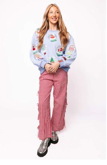 Queen of Sparkles Powder Blue Christmas Snow Globe Sweatshirt