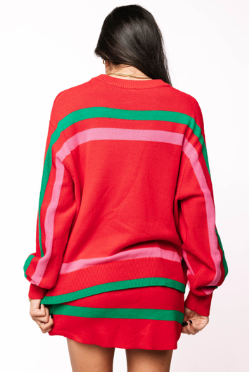 Queen of Sparkles Red, Green & Pink 'Sleigh Queen' Stripe Sweater