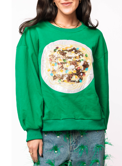 Queen of Sparkles Green Elf Spaghetti Sweatshirt
