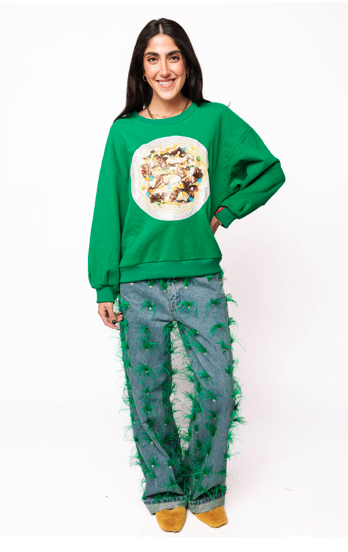 Queen of Sparkles Green Elf Spaghetti Sweatshirt
