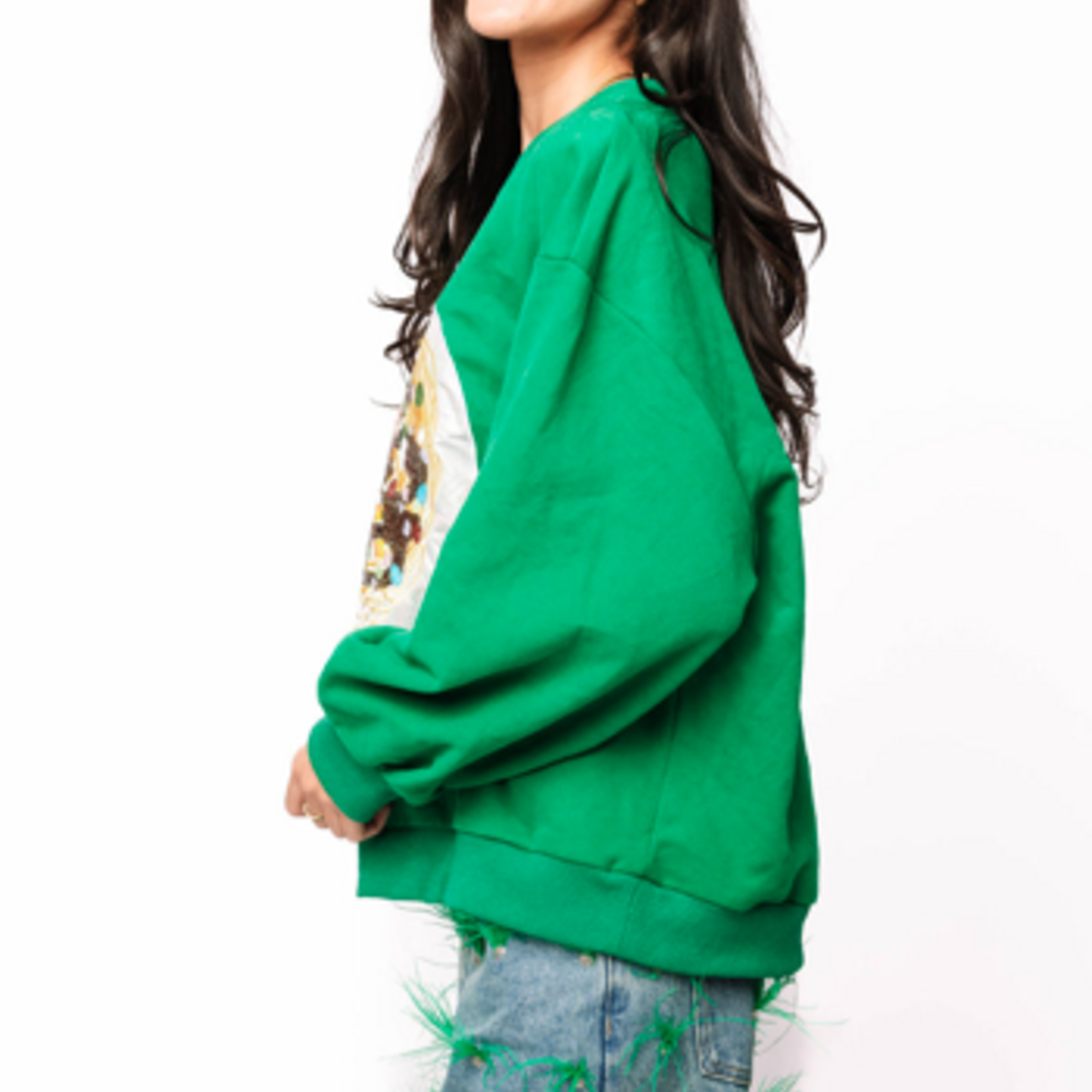 Queen of Sparkles Green Elf Spaghetti Sweatshirt