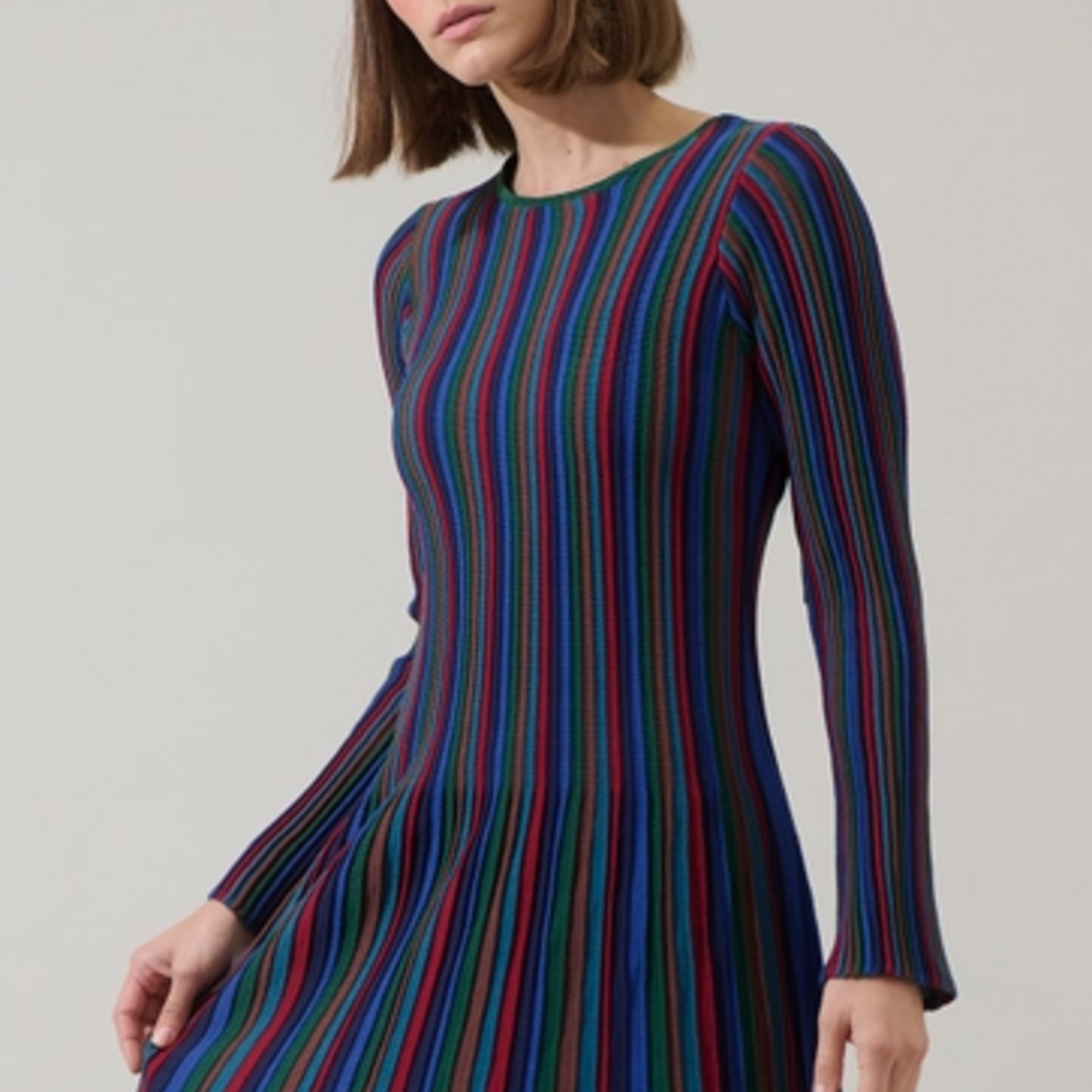 Sugar Lips Genesis Rainbow Stripe Knit Mini Dress