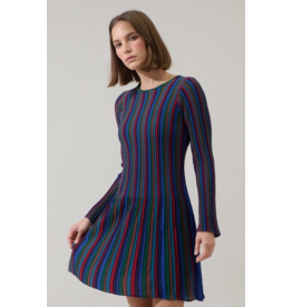 Sugar Lips Genesis Rainbow Stripe Knit Mini Dress
