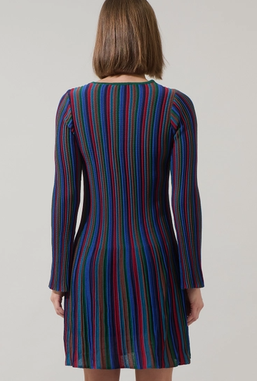 Sugar Lips Genesis Rainbow Stripe Knit Mini Dress