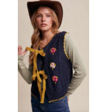 Bow-Tie Floral Knit Vest
