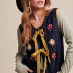 Bow-Tie Floral Knit Vest