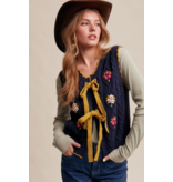 Bow-Tie Floral Knit Vest