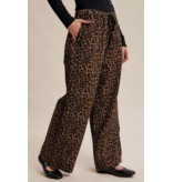Leopard Print Denim Drawstring Pants
