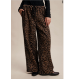 Leopard Print Denim Drawstring Pants