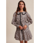 Pink Leopard Ruffle Collar Mini Dress