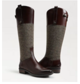 Sam Edelman Penny Leather Riding Boot Brown Plaid Fabric/Leather