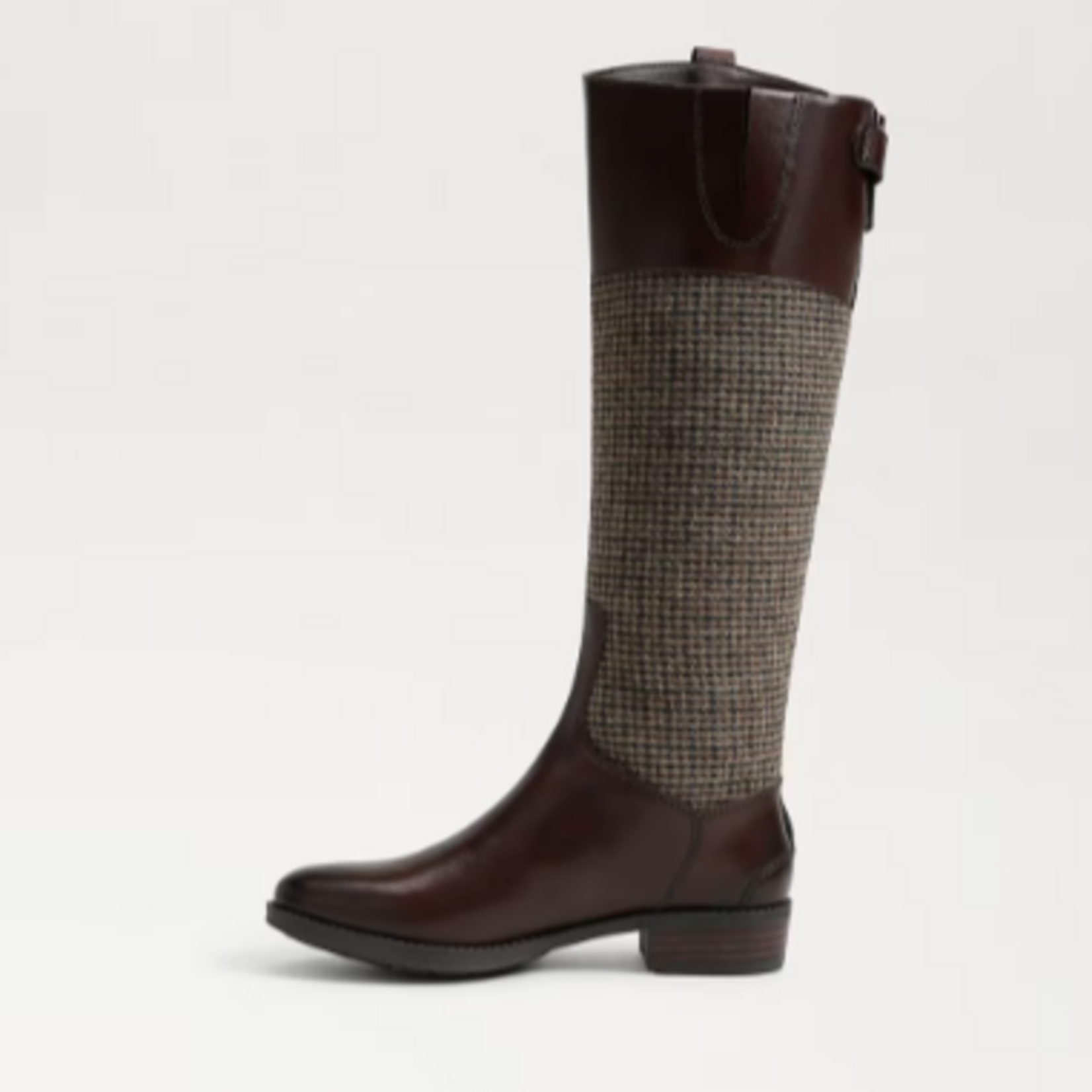 Sam Edelman Penny Leather Riding Boot Brown Plaid Fabric/Leather