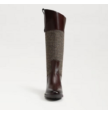 Sam Edelman Penny Leather Riding Boot Brown Plaid Fabric/Leather