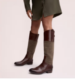 Sam Edelman Penny Leather Riding Boot Brown Plaid Fabric/Leather