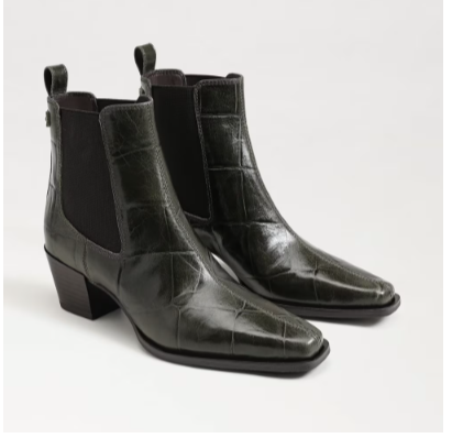 Sam Edelman Ashtyn Ankle Bootie Deep Olive Croco