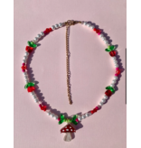 Mini Mushroom Beaded Necklace