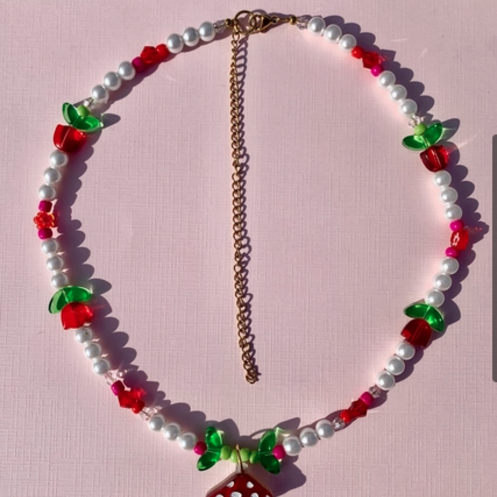 Mini Mushroom Beaded Necklace