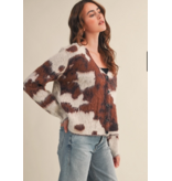 Cow Print Sweater Cardigan