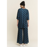 Teal/Black Ribbed Checkered Print