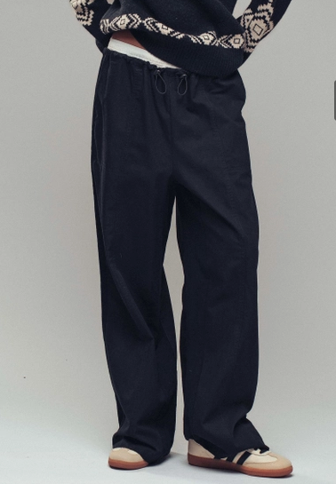 Drawstring Waist Wide-Leg Relaxed Pants