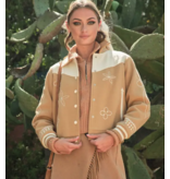 Taupe Embroidered Contrast Bomber Jacket