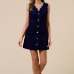 Chelsea Corduroy Scalloped Edge Mini Dress