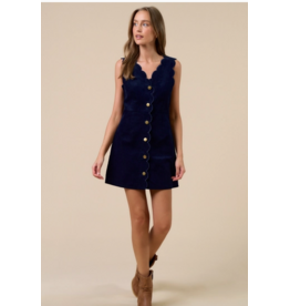 Chelsea Corduroy Scalloped Edge Mini Dress