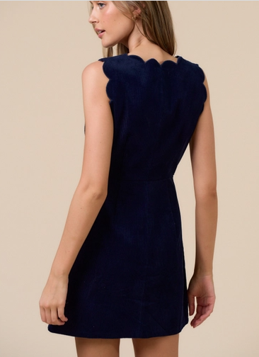 Chelsea Corduroy Scalloped Edge Mini Dress