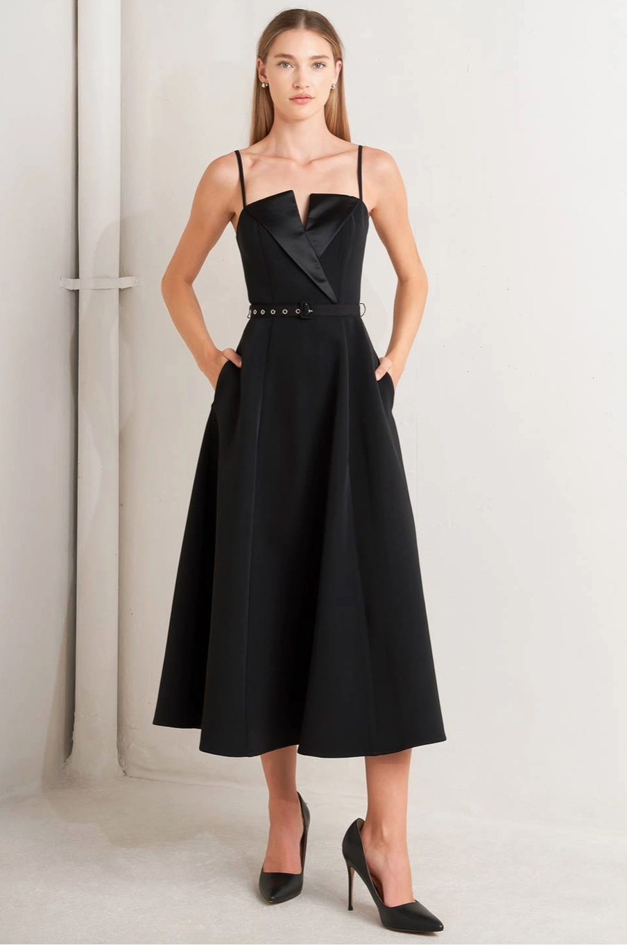 Black Tux Midi Dress