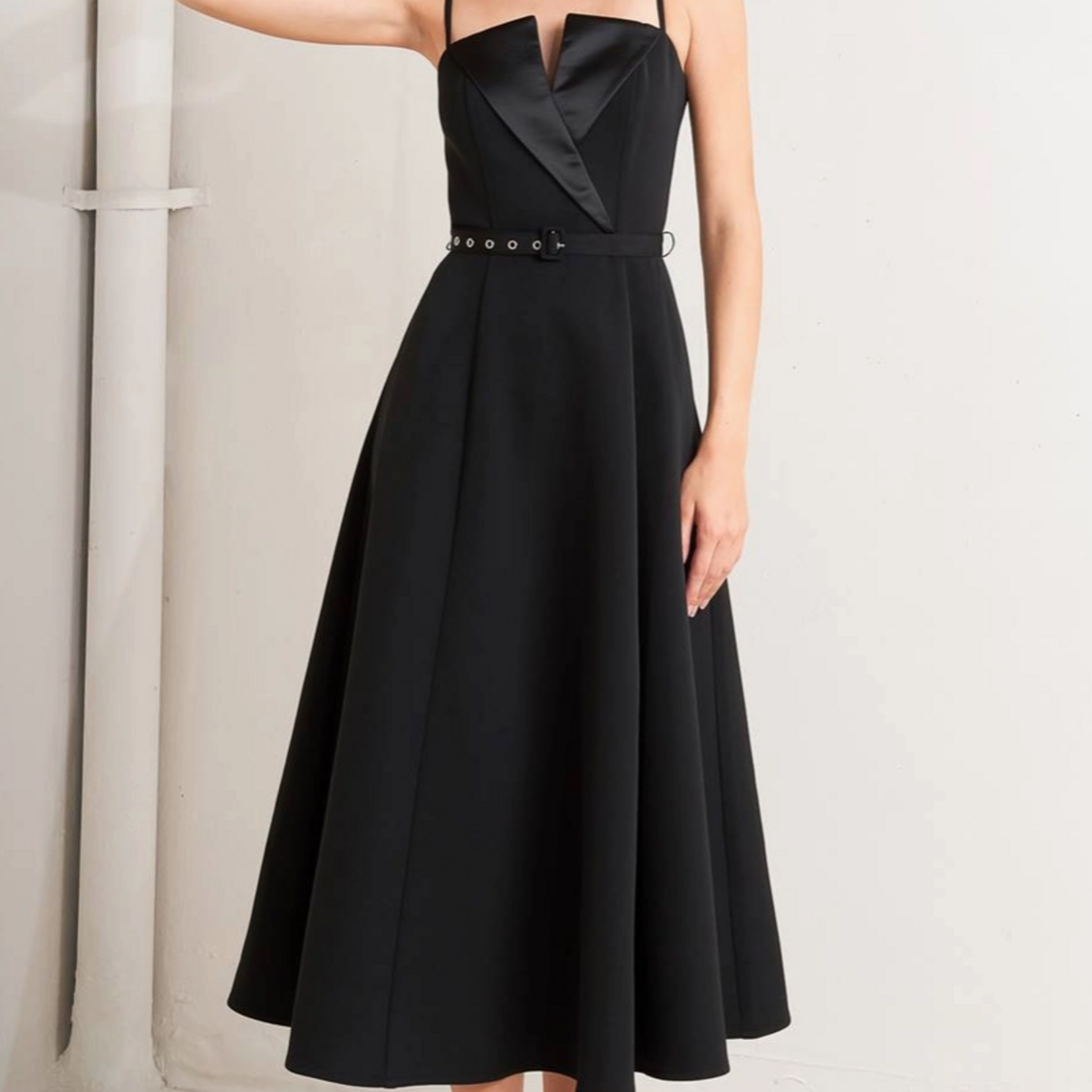 Black Tux Midi Dress