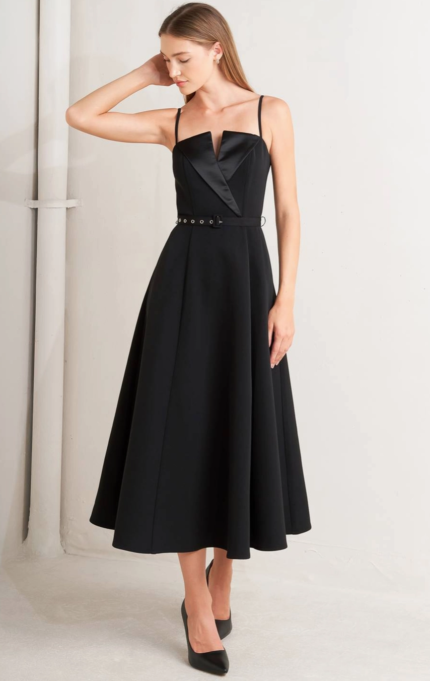 Black Tux Midi Dress
