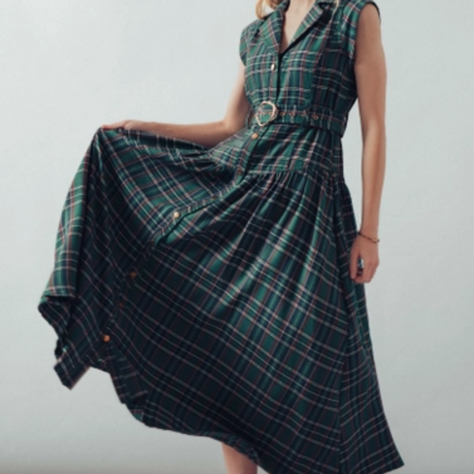 Holly Vintage Plaid Belted Classic Dress