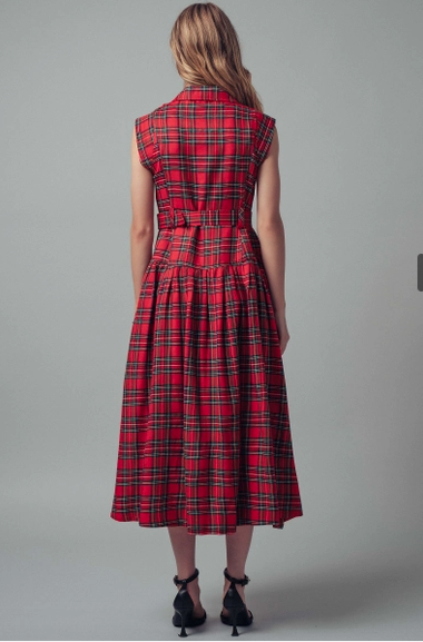 Holly Vintage Plaid Belted Classic Dress
