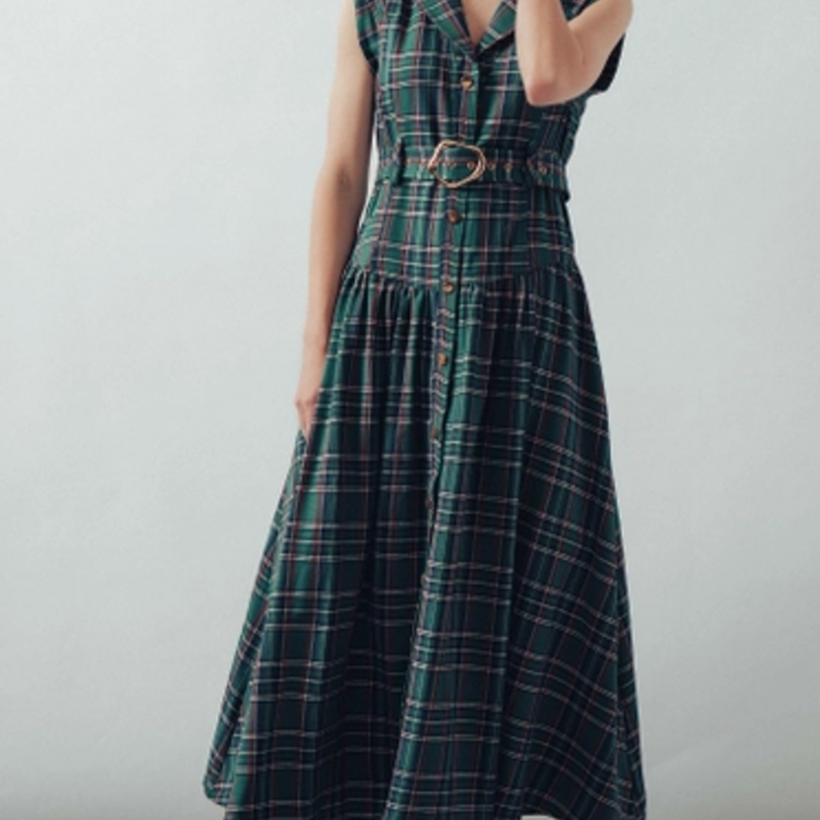 Holly Vintage Plaid Belted Classic Dress