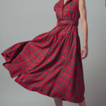 Holly Vintage Plaid Belted Classic Dress