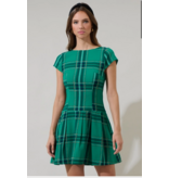 Sugar Lips Woodland Jade Mali Pleated Mini Dress