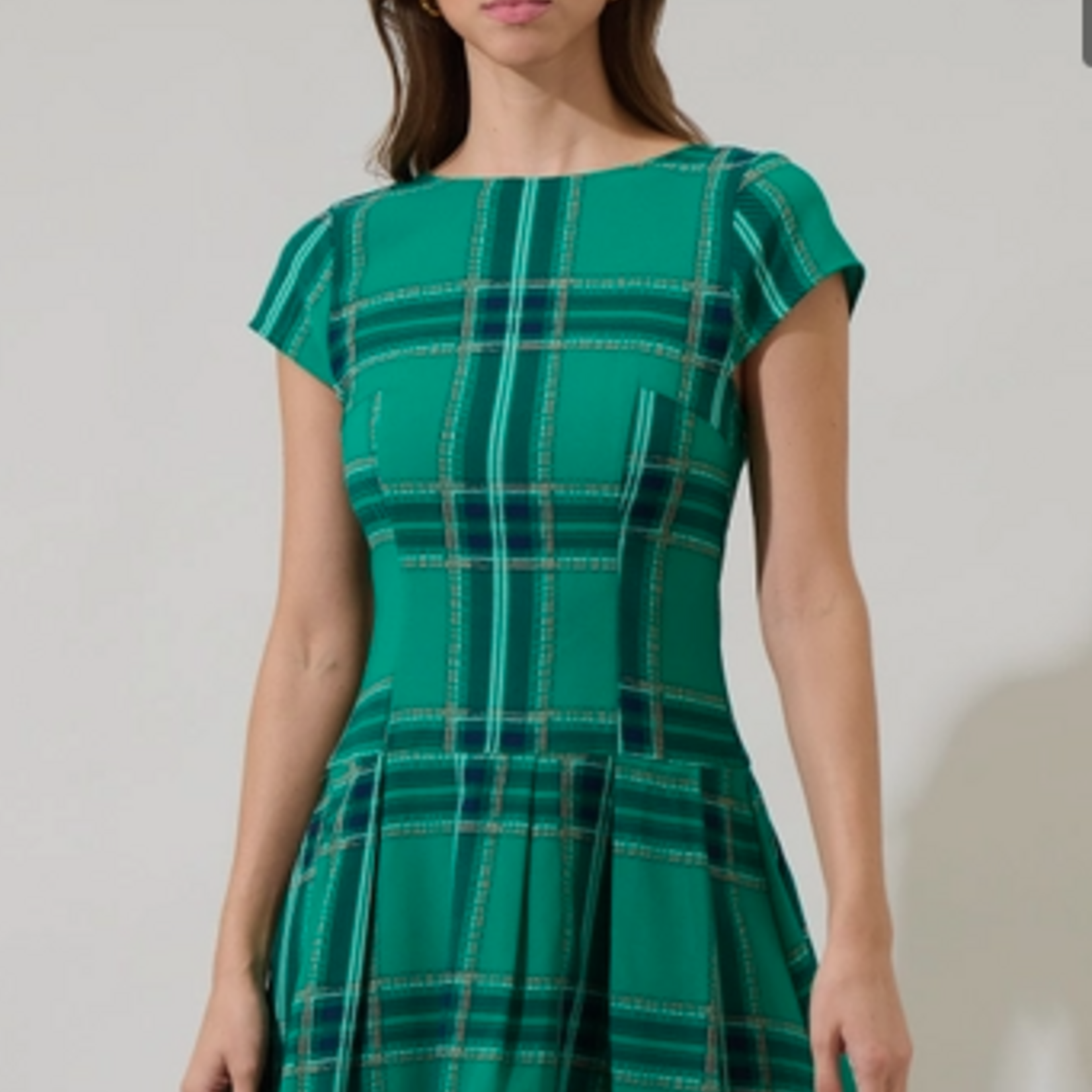 Sugar Lips Woodland Jade Mali Pleated Mini Dress