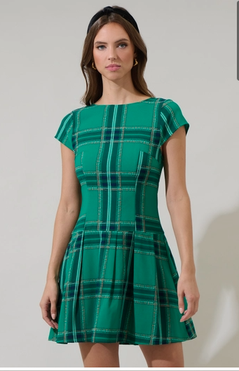 Sugar Lips Woodland Jade Mali Pleated Mini Dress