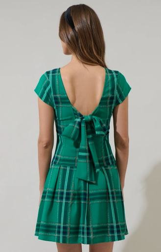 Sugar Lips Woodland Jade Mali Pleated Mini Dress