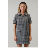Sugar Lips Audrey Tweed Collar Mini Dress