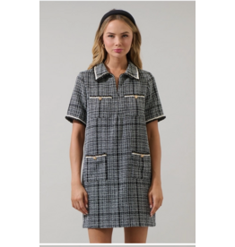 Sugar Lips Audrey Tweed Collar Mini Dress