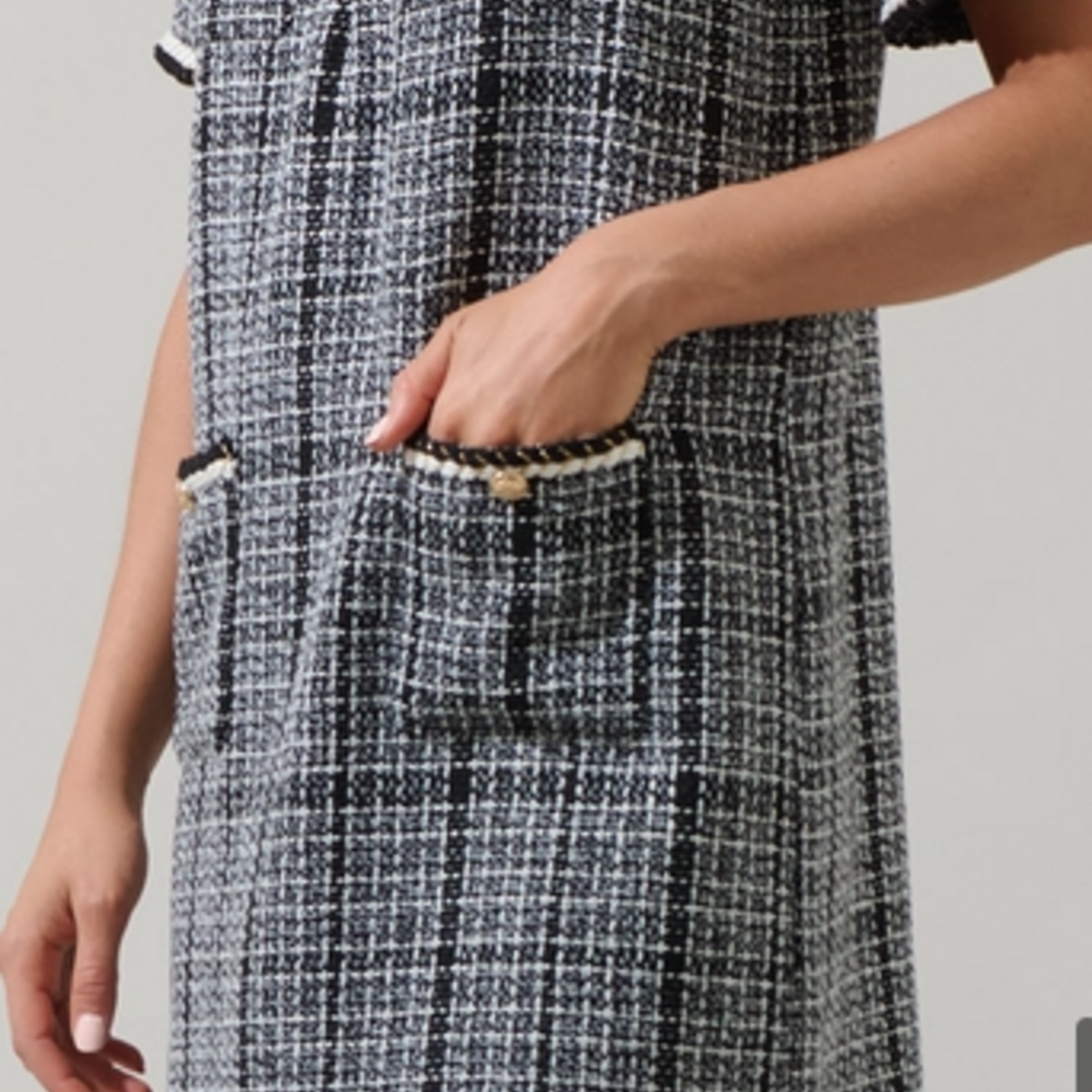 Sugar Lips Audrey Tweed Collar Mini Dress