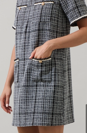 Sugar Lips Audrey Tweed Collar Mini Dress