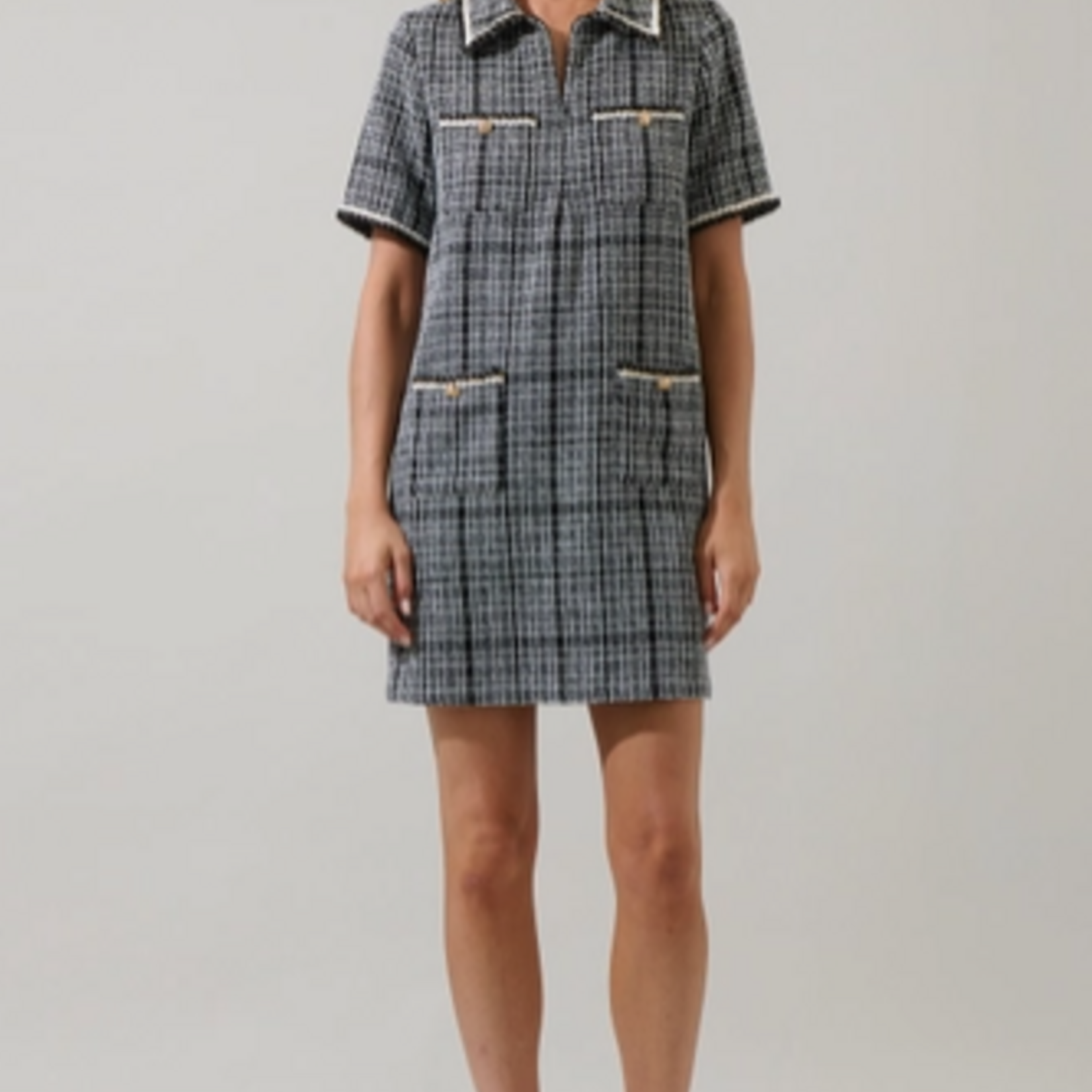 Sugar Lips Audrey Tweed Collar Mini Dress