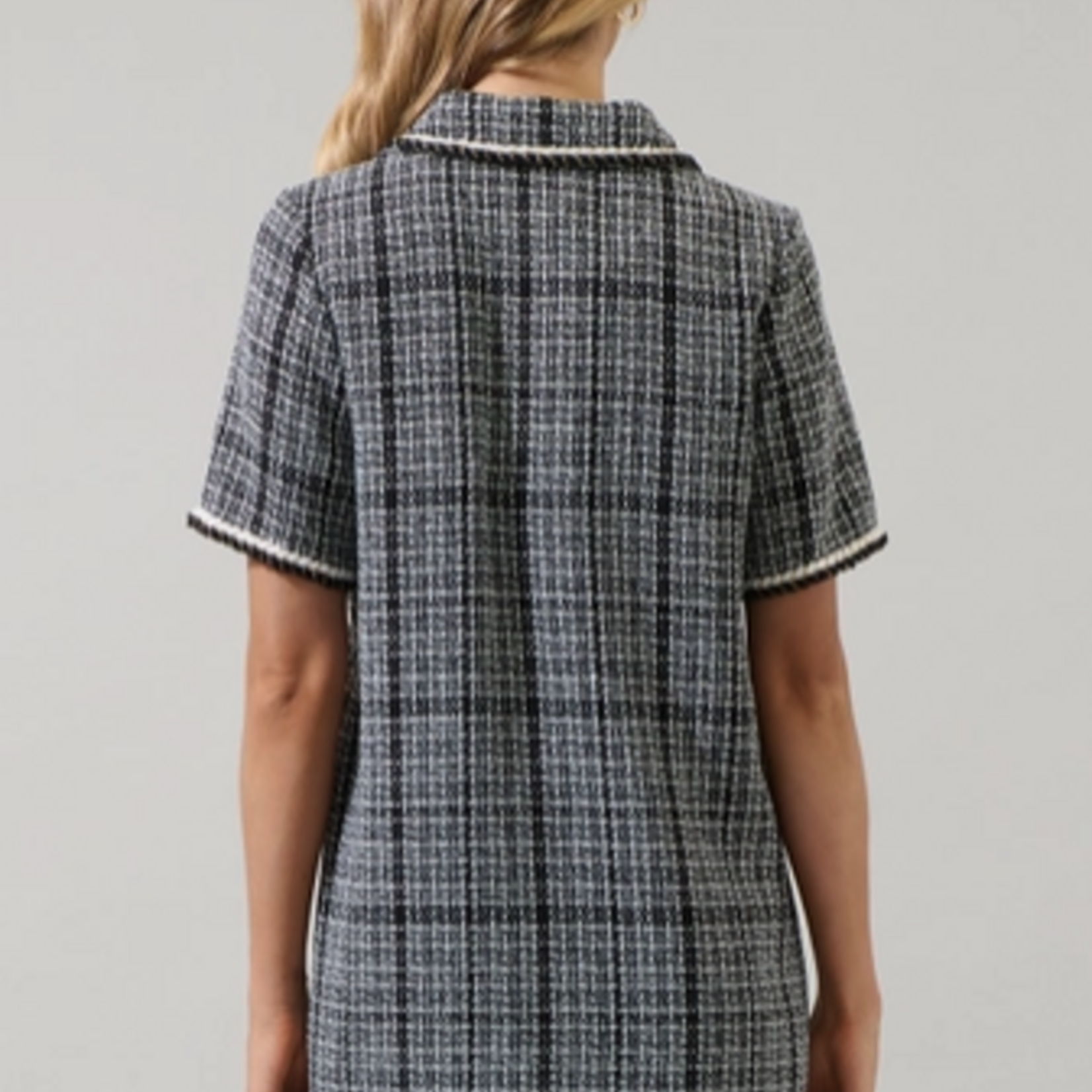 Sugar Lips Audrey Tweed Collar Mini Dress