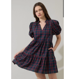 Sugar Lips Chapman Plaid Jacey Babydoll Mini Dress