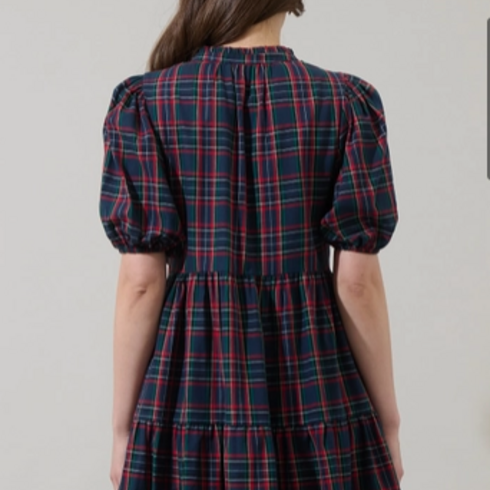 Sugar Lips Chapman Plaid Jacey Babydoll Mini Dress