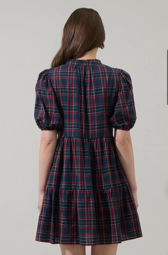 Sugar Lips Chapman Plaid Jacey Babydoll Mini Dress